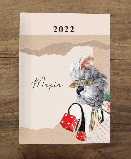 ατζέντα ημερήσιο ημερολόγιο 2022 - ρετρό κολάζ παπαγάλος