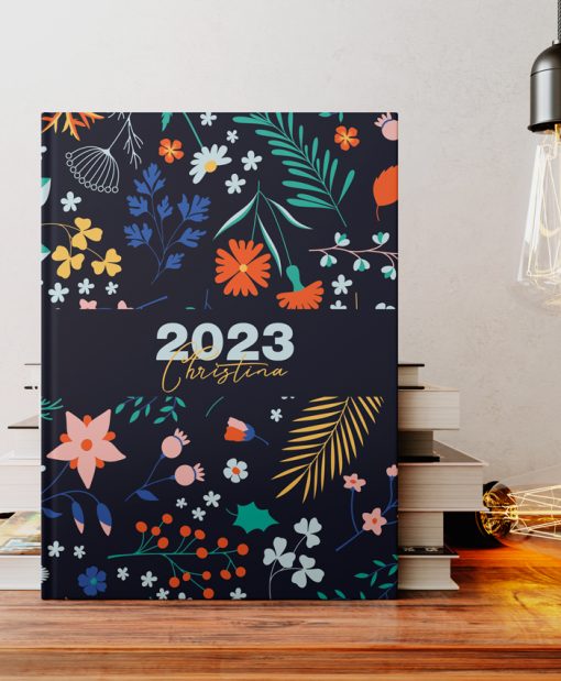 ατζέντα ημερήσιο ημερολόγιο 2023 - Dark blue floral